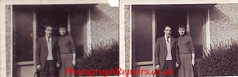 Shows a some dirt removed from an old photograph.