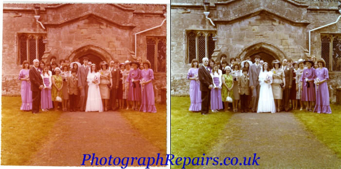 Shows a red colour cast removed from a photograph.